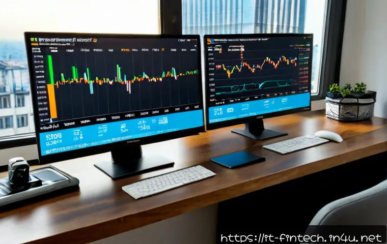 Home 13 암호화폐 트렌드 분석 - Photorealistic cryptocurrency trend analysis workspace in Milan, Italy, viewed from a clean over-the...