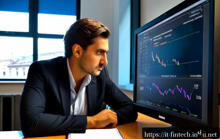 빅데이터와 AI를 활용한 예측 모델 - Photorealistic Italian business analyst in a modern Milan office, studying a clean predictive model ...